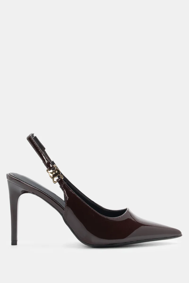 Γόβες Slingback Μυτερές - Καφέ Σκούρο