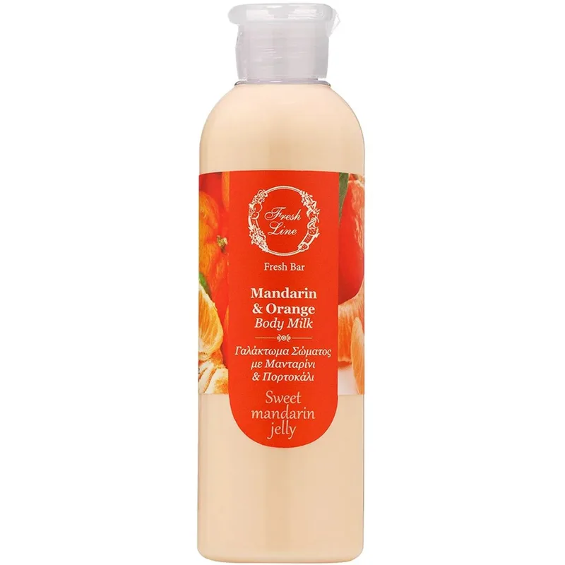 Fresh Line Fresh Bar Mandarin & Πορτοκαλί Body Milk Δροσερό & Αναζωογονητικό Γαλάκτωμα Σώματος Φυσικής Σύνθεσης με Μανταρίνι & Πορτοκάλι 200ml - Sweet Mandarin Jelly
