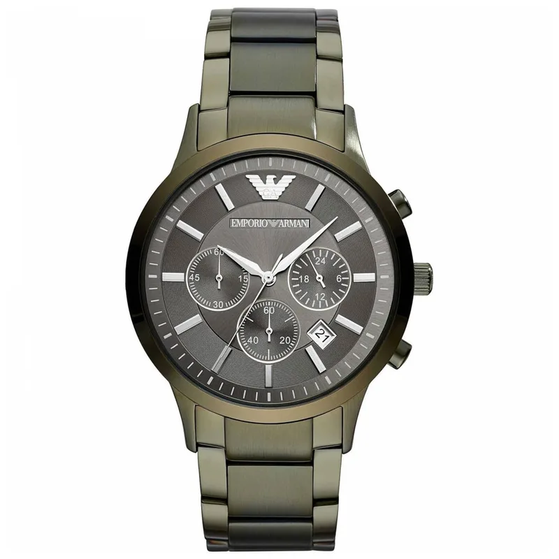 EMPORIO ARMANI Renato Chronograph Olive Green Stainless Steel Bracelet AR11117