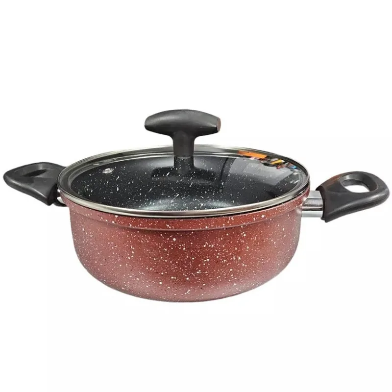 Rosberg βαθιά κατσαρόλα R51318G22D, 22 cm, 4.3 l, Μαρμάρινο φινίρισμα, Επαγωγή, Μπορντώ μελανζέ