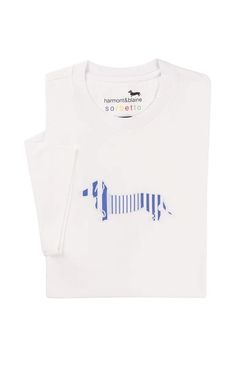 Harmont & Blaine ανδρικό T-shirt με κεντημένο λογότυπο Regular Fit - IRQ403021055R Λευκό
