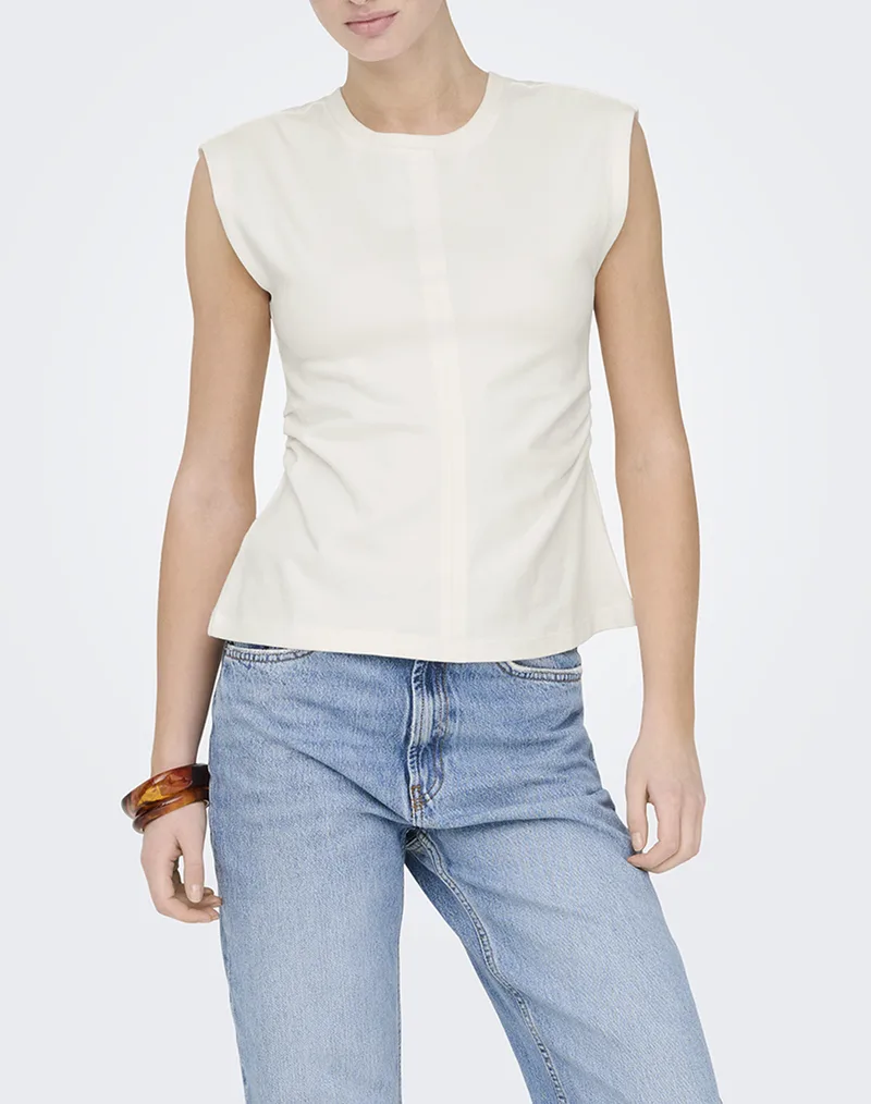 ONLY ONLMARIE S/L RUCHING TOP JRS 15372452-Cloud Dancer OffWhite