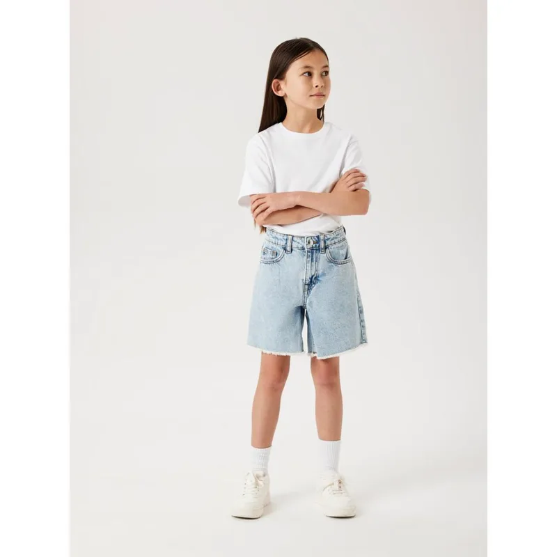 Βερμούδα τζιν κορίτσι name it-13240207-Light Blue Bleached Denim