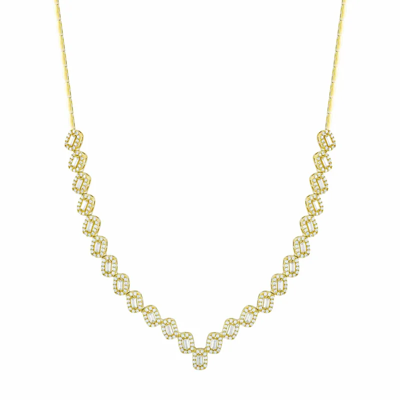Κολιέ με Λευκές Πέτρες από Κίτρινο Χρυσό 14 Καρατίων KL2141