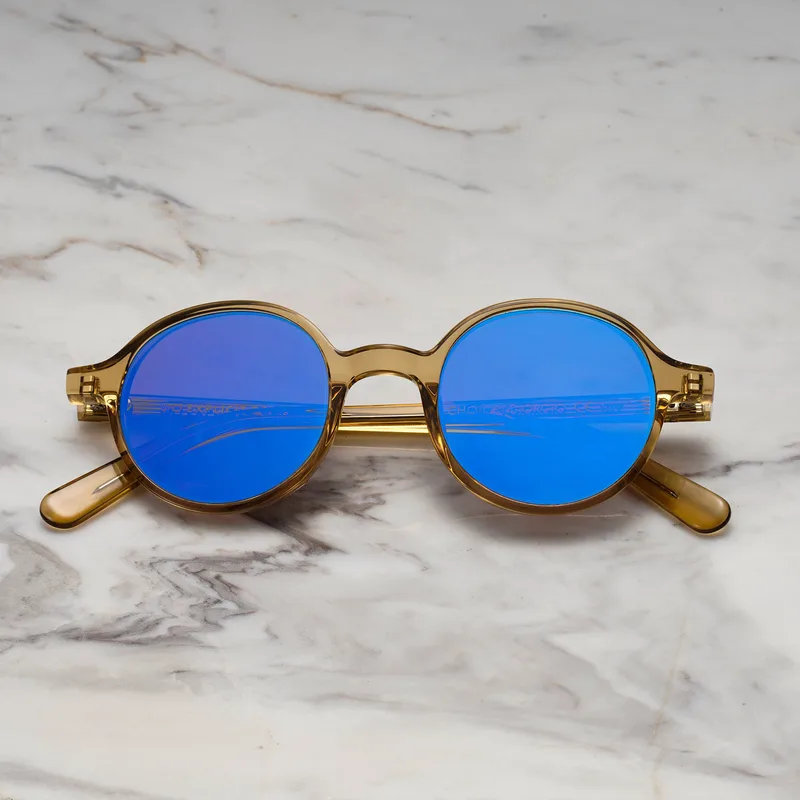 GIORGIO A12EP7 - GIORGIO - CHAMPAGNE - BLUE MIRROR Sunglasses | Champagne | Blue Mirror Shades | Explicit Poets Sunglasses