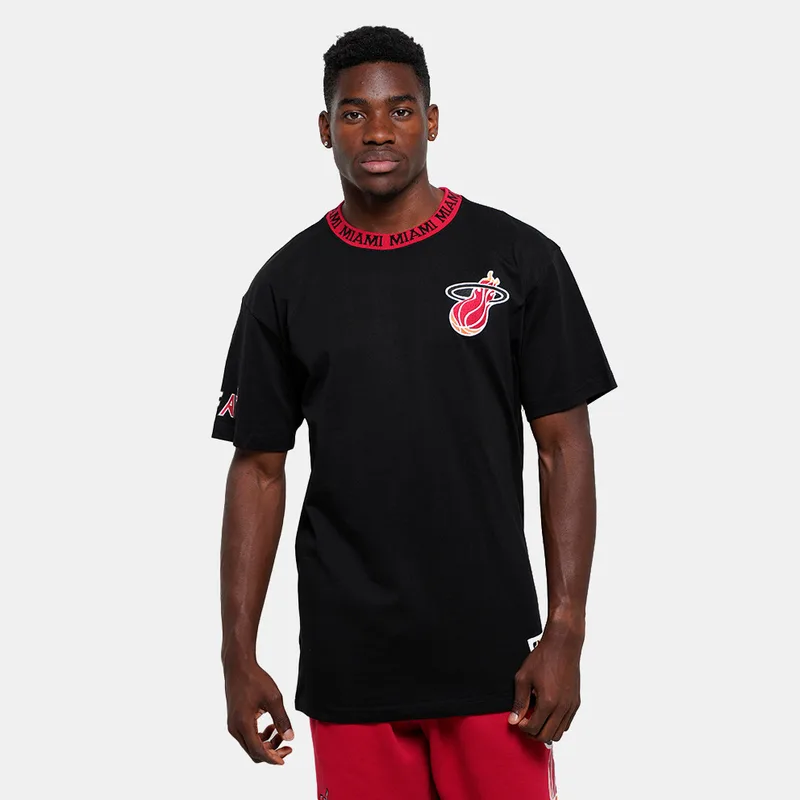 Mitchell & Ness NBA Miami Heat Jacquard Ringer Vintage Logo Ανδρικό T-shirt (9000192593_1469)