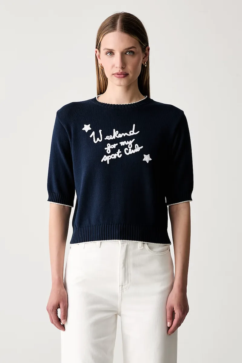 Weekend Max Mara πουλόβερ με κοντό μανίκι γυναικείο με βαμβάκι WKDFIACRE
