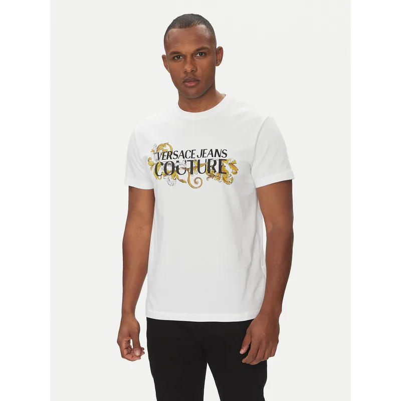 Versace Jeans Couture T-Shirt 78GAHC05 Λευκό Regular Fit