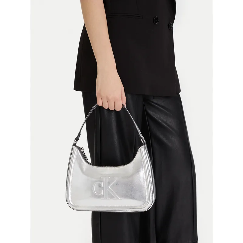 Τσάντα Calvin Klein Bold Ck Metallic Shoulder Bag LV04F3332G Ασημί