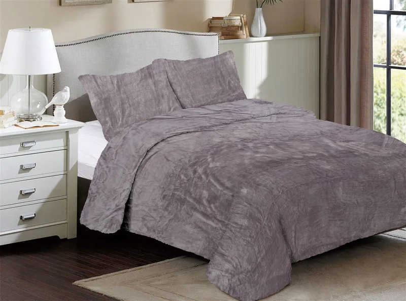 Κουβέρτα Coral Fleece Solid 06 220X240 Grey 100% Polyester