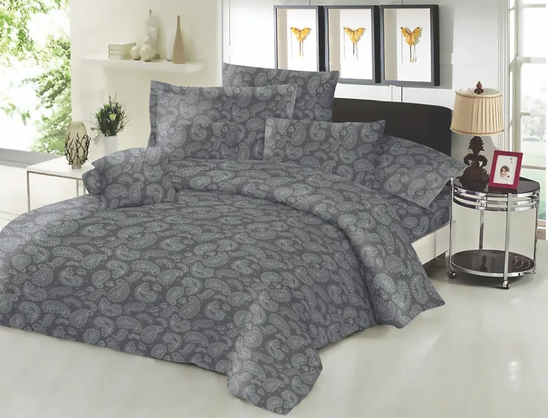 Σετ Σεντόνια Εμπριμέ Polycotton Μονά Με Λάστιχο 100x200+22εκ. Lahor Grey Komvos Home 7001648-67F (Τύπος κατωσέντονου: Με Λάστιχο, Ύφασμα: 50% Cotton-50% Polyester, Χρώμα: Γκρι, Μέγεθος: Μονά) - KOMVOS HOME - 7001648-67F