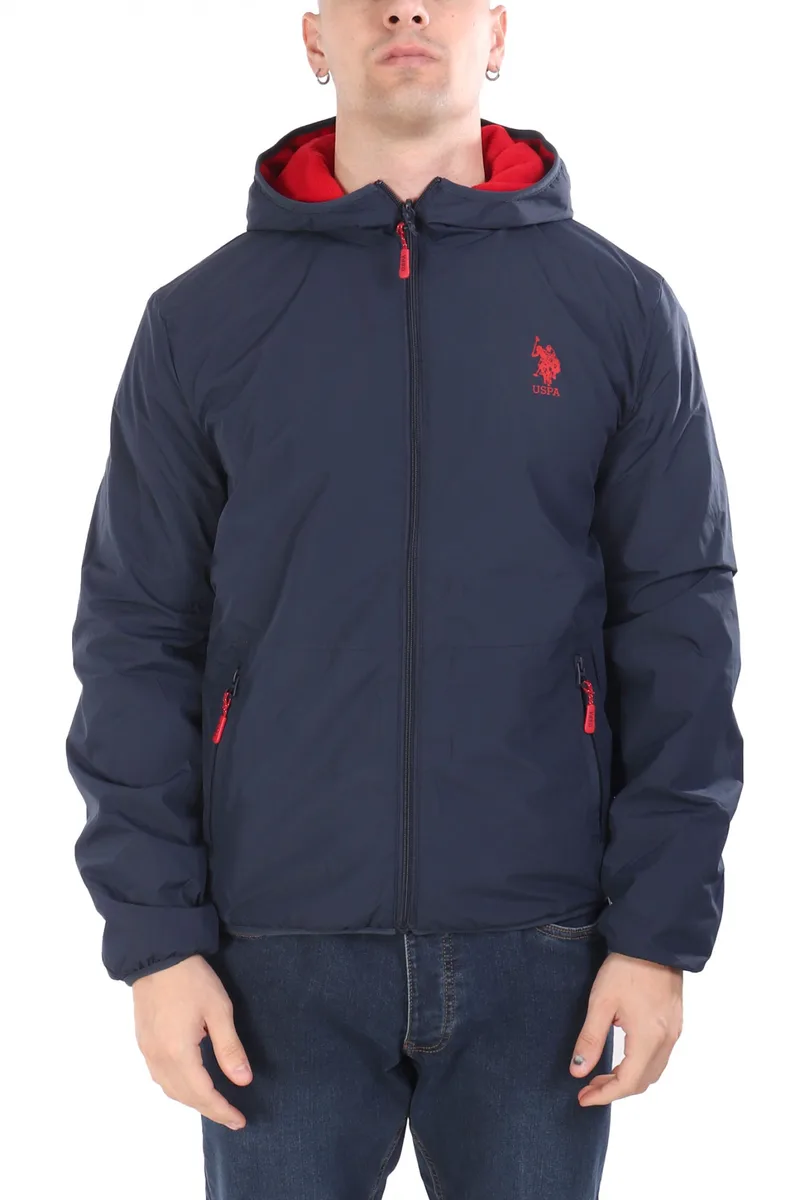 U.S.POLO ASSN ΜΠΟΥΦΑΝ JACKET HOODIE FLEECE REVERSIBLE LOGO DERY ΜΠΛΕ