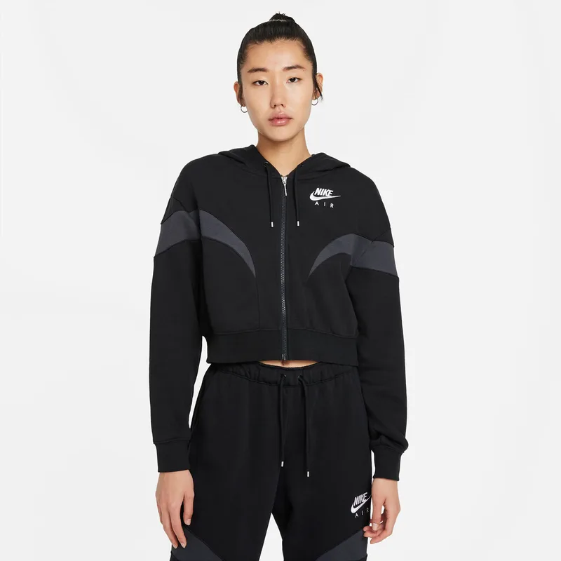NIKE AIR MOCK FLEECE FULL-ZIP HOODIE ΜΑΥΡΟ