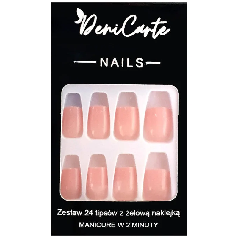 Deni Carte Tipsy Square Powder Pink False Nail Set | Hot pink
