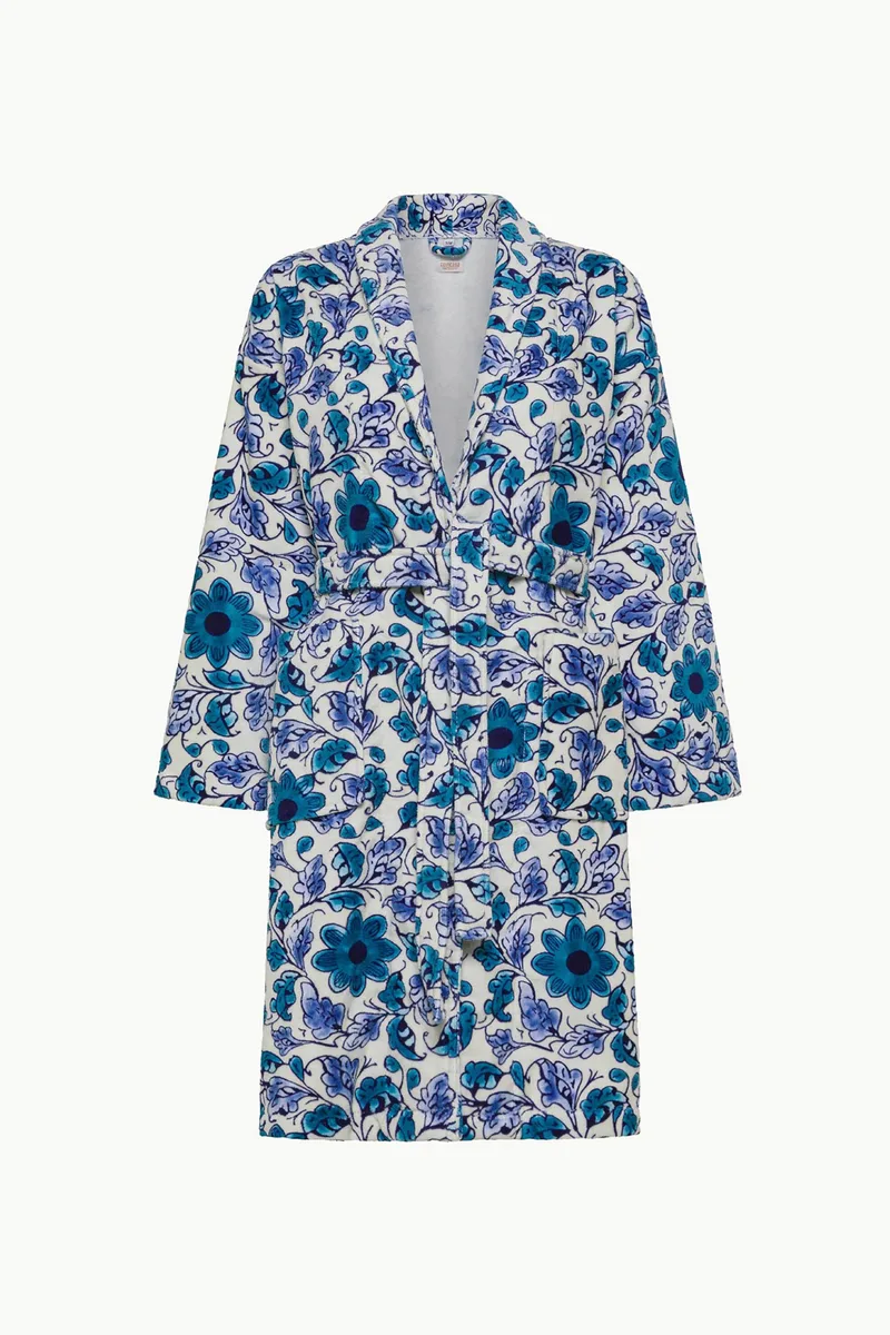 Coincasa unisex ρόμπα εμπριμέ με floral print M/L - 007490220 Λευκό - Μπλε