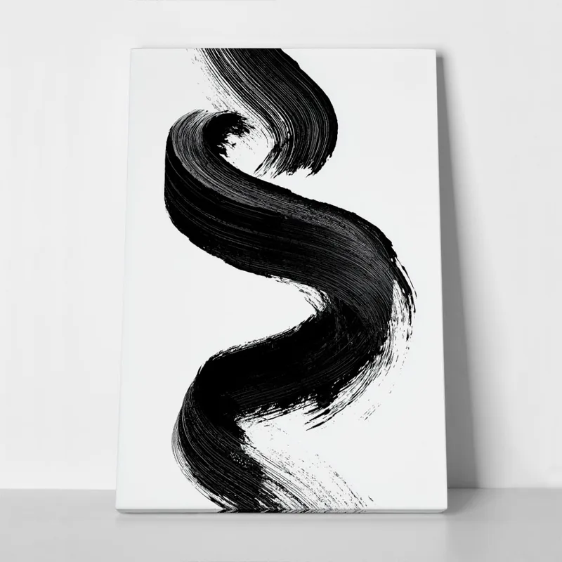 Πίνακας σε Καμβά BOHO BLACK & WHITE WAVY BRUSH STROKE