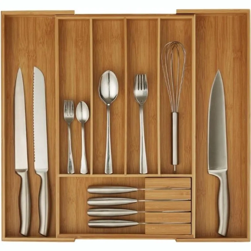 Θήκη για Μαχαιροπίρουνα Συρταριού Relaxdays Extendable Cutlery Tray Ρυθμιζόμενη από Μπαμπού - Natural (10032173)