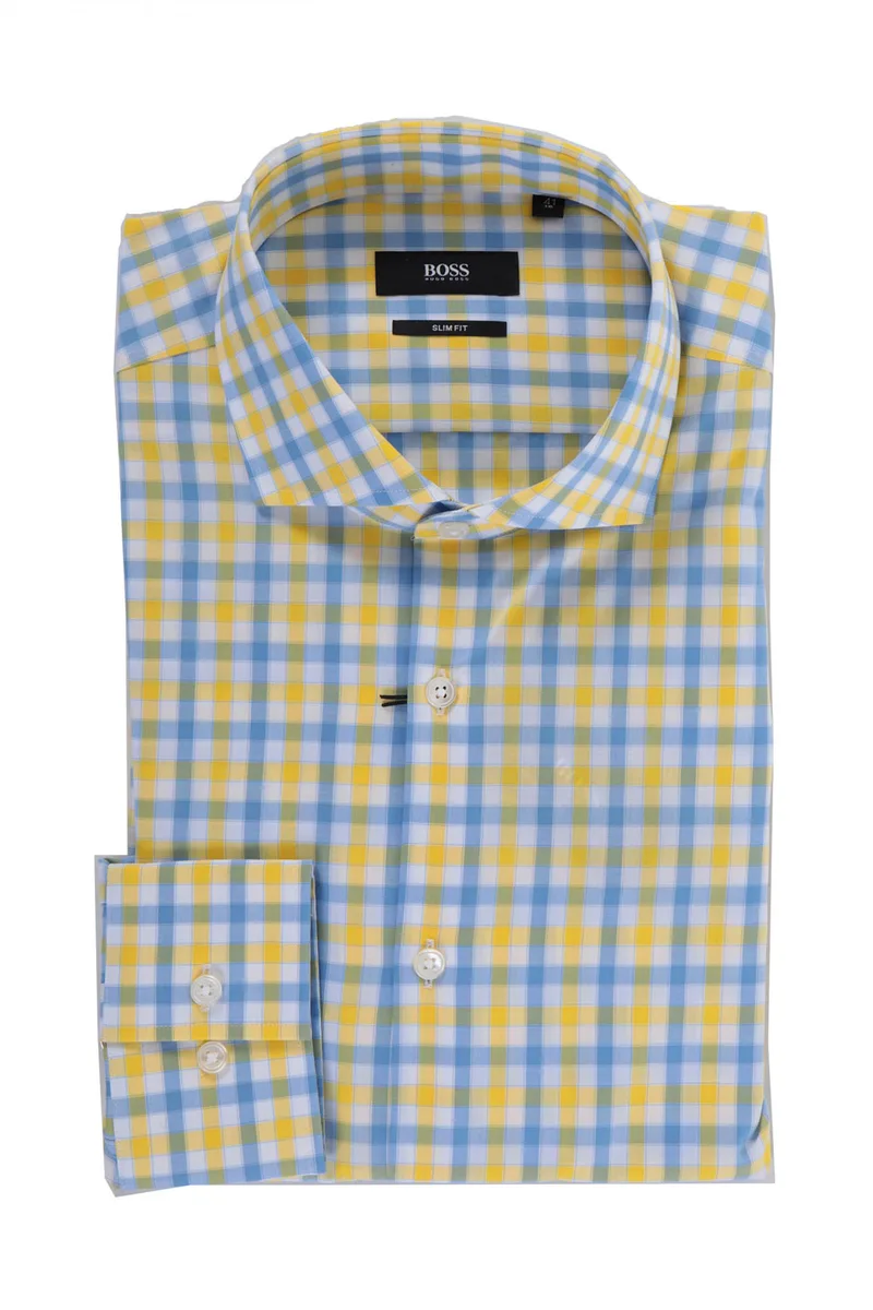 BOSS ΠΟΥΚΑΜΙΣΟ JASON SLIM FIT ΚΑΡΩ ΚΙΤΡΙΝΟ