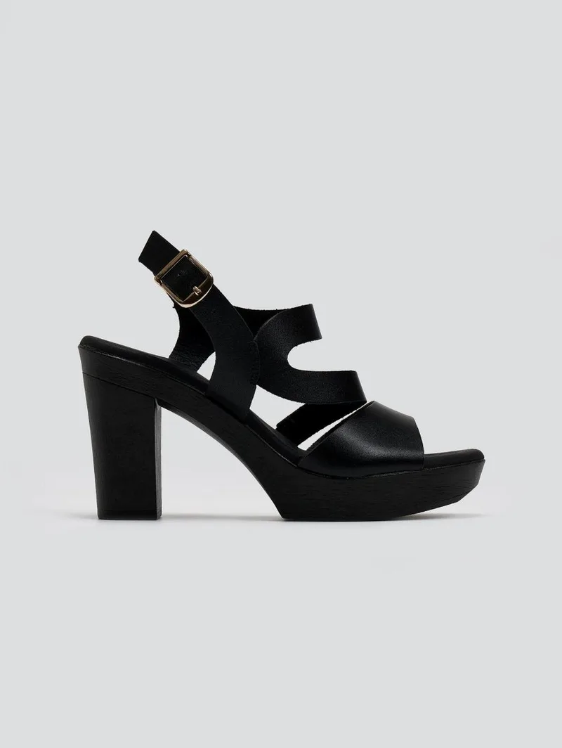 RAGAZZA Leather Platform Sandals - 339 - Black
