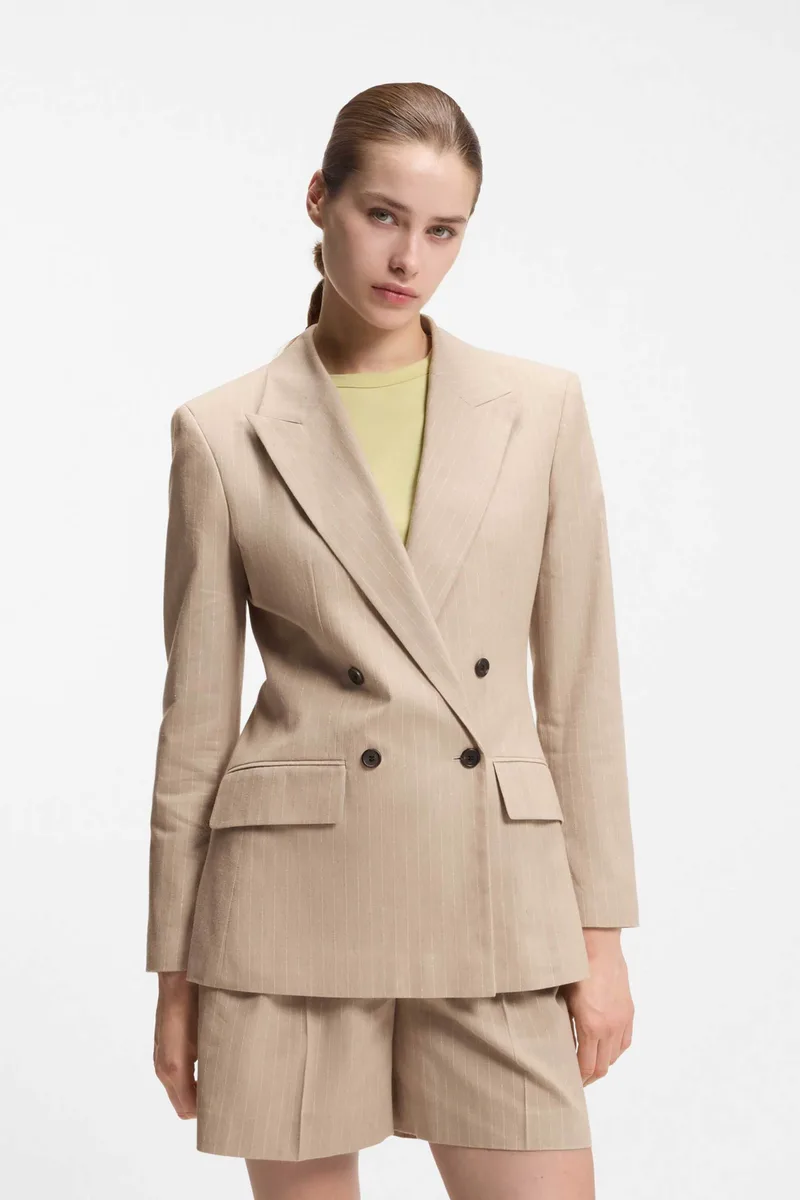 Hugo Boss γυναικείο σακάκι ριγέ με τσέπες "Azenia" - 50559509 Μπεζ