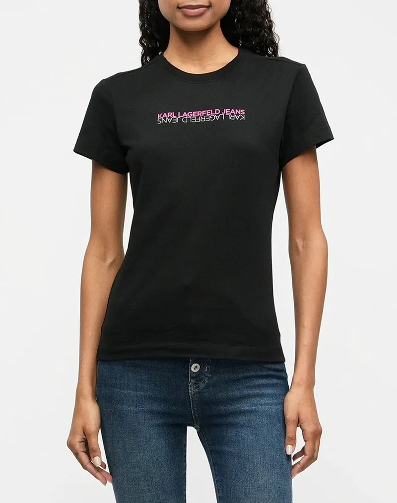 KARL LAGERFELD JEANS KLJ SLIM SS REFLECTION TEE B1W17053-999 Black