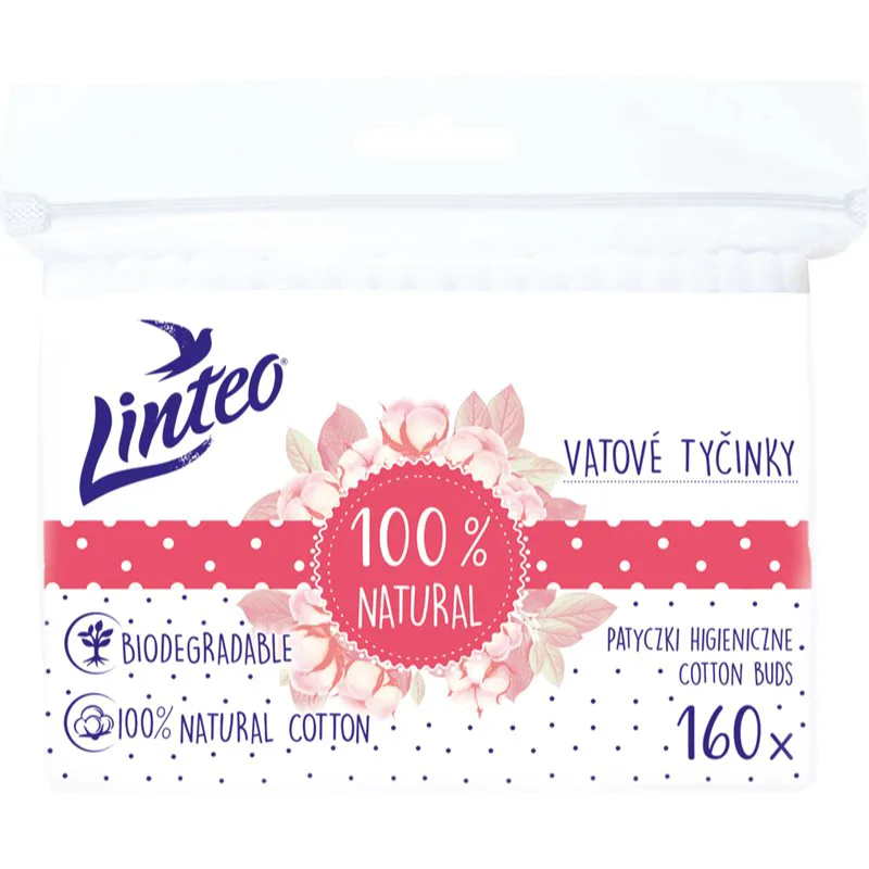 Linteo Natural Cotton Buds μπατονέτες σε σακουλάκι 160 τμχ