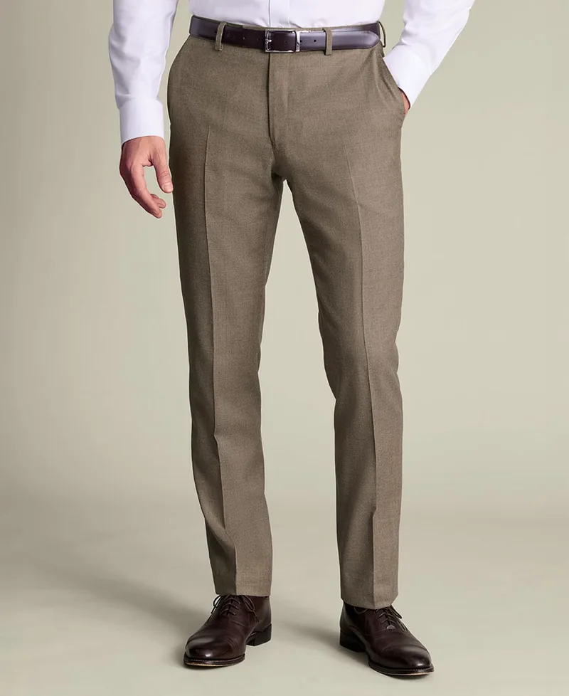 Charles Tyrwhitt Ανδρικό Παντελόνι Italian Flannel Super 110s Wool Stretch Slim Fit
