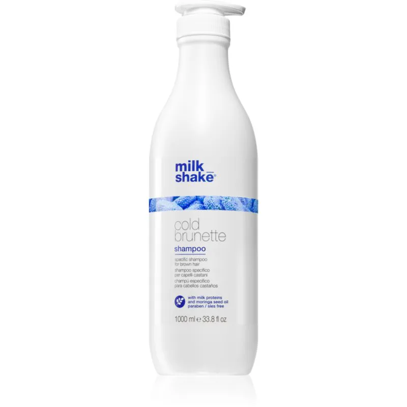 milk_shake® Cold Brunette Shampoo σαμπουάν που εξουδετερώνει τους κίτρινους τόνους για καφέ αποχρώσεις μαλλιών 1000 ml