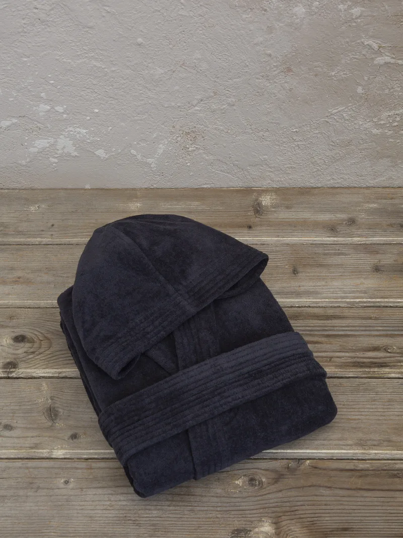 Μπουρνούζι Nima με κουκούλα Zen Medium Total Black