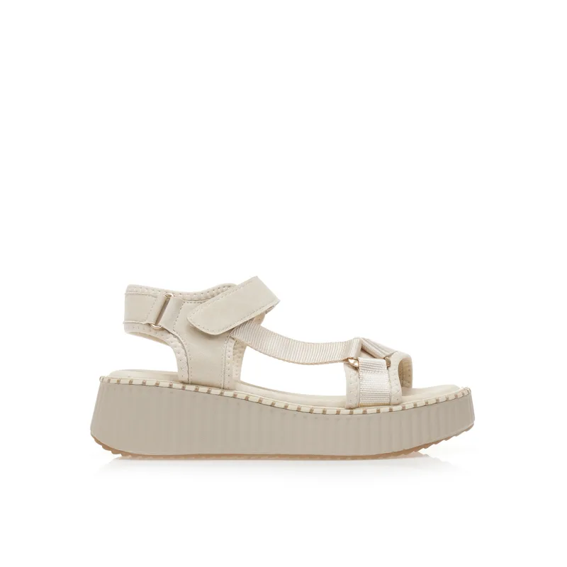 Flatforms μπεζ σουέτ με σκρατς ΜΠΕΖ