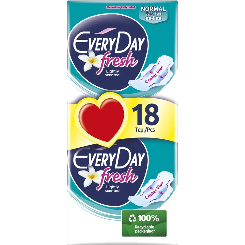 Σερβιέτες EveryDay Fresh NORMAL Ultra Plus Οικονομική Συσκευασία 18τεμ