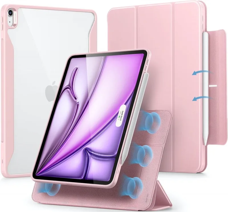 Μαγνητική Θήκη με Υποδοχή Apple Pencil - Apple iPad Air 13" 2025 / 2024 - ESR Rebound Hybrid 360 - Ροζ (4894240193891)