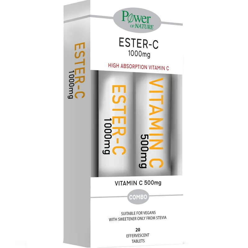 Power Health Promo Ester Vitamin C 1000mg 20 Effer.tabs - Peach & Passion Fruit & Vitamin C 500mg 20 Effer.tabs - Πορτοκαλί