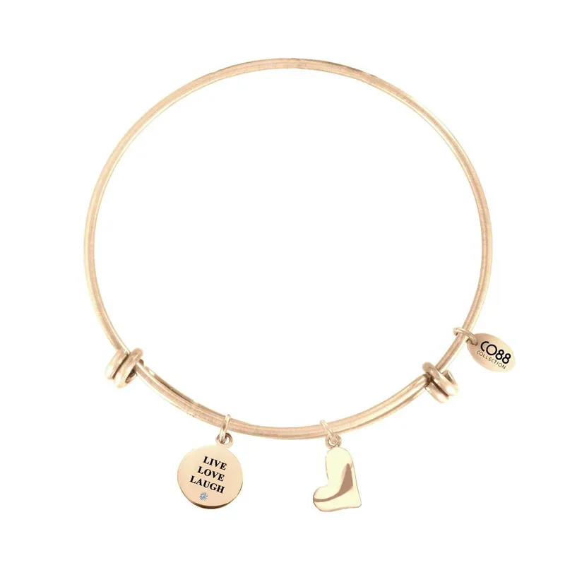 Steel Bracelet Pendants Round Text Heart, Brand CO88 - 8CB-13014