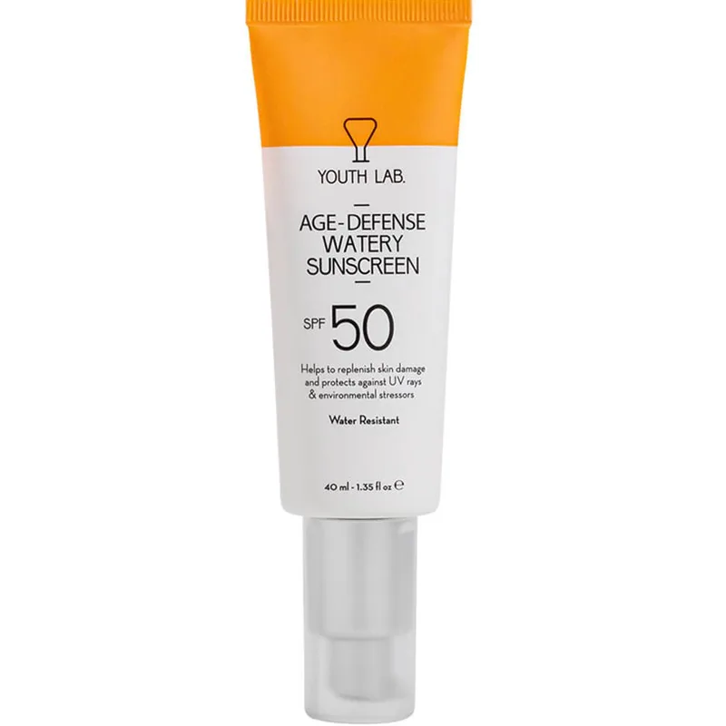 Youth Lab Age-Defense Watery Sunscreen Spf50 Λεπτόρρευστο Αντηλιακό Προσώπου Ανθεκτικό στο Νερό Υψηλής Προστασίας Καθημερινής Χρήσης, για Επανόρθωση & Προστασία από Ρυτίδες & Κηλίδες 40ml
