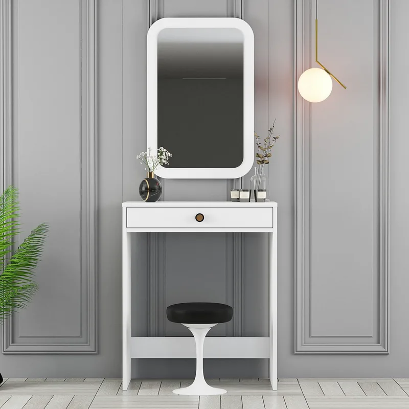 Τουαλέτα Κρεβατοκάμαρας (Μπουντουάρ) Lizbon Mirror - White 845Hct5376 (70x40x84,7 cm)