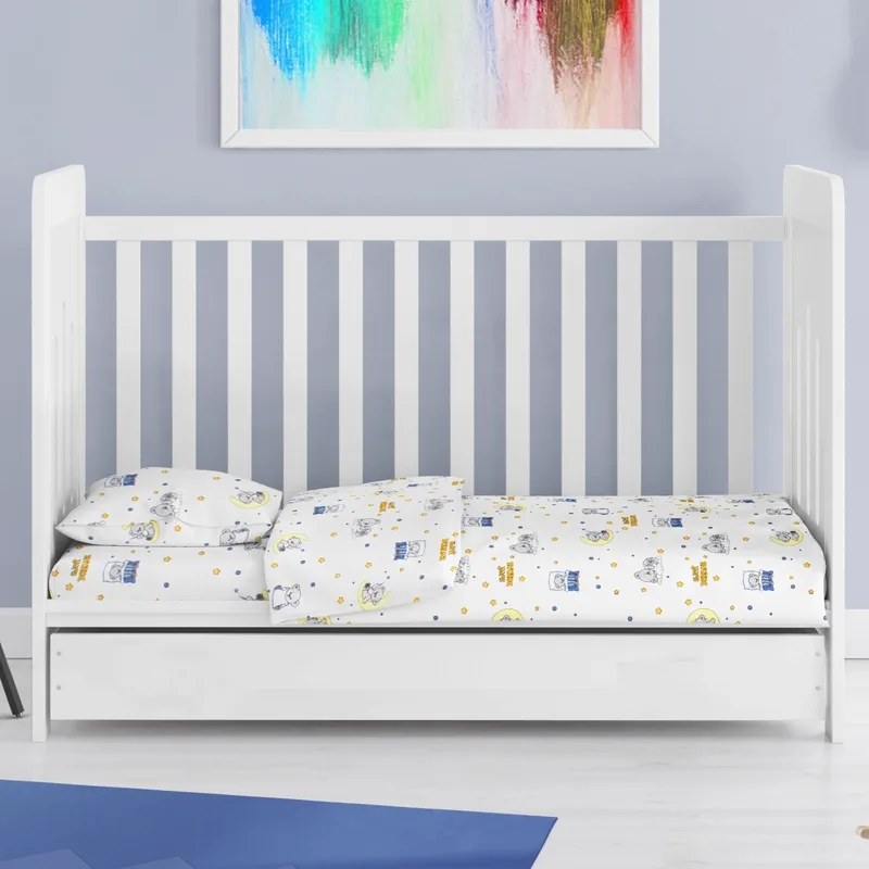 Βρεφική Παπλωματοθήκη Κούνιας Dimcol Sweet Dreams 554 White-Sky Blue 120x160