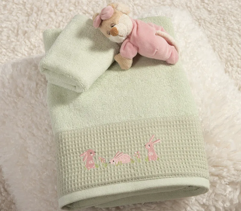 Σετ Βρεφικές Πετσέτες 2 Τεμαχίων Nef-Nef Country Bunny Mint 30x50+70x140