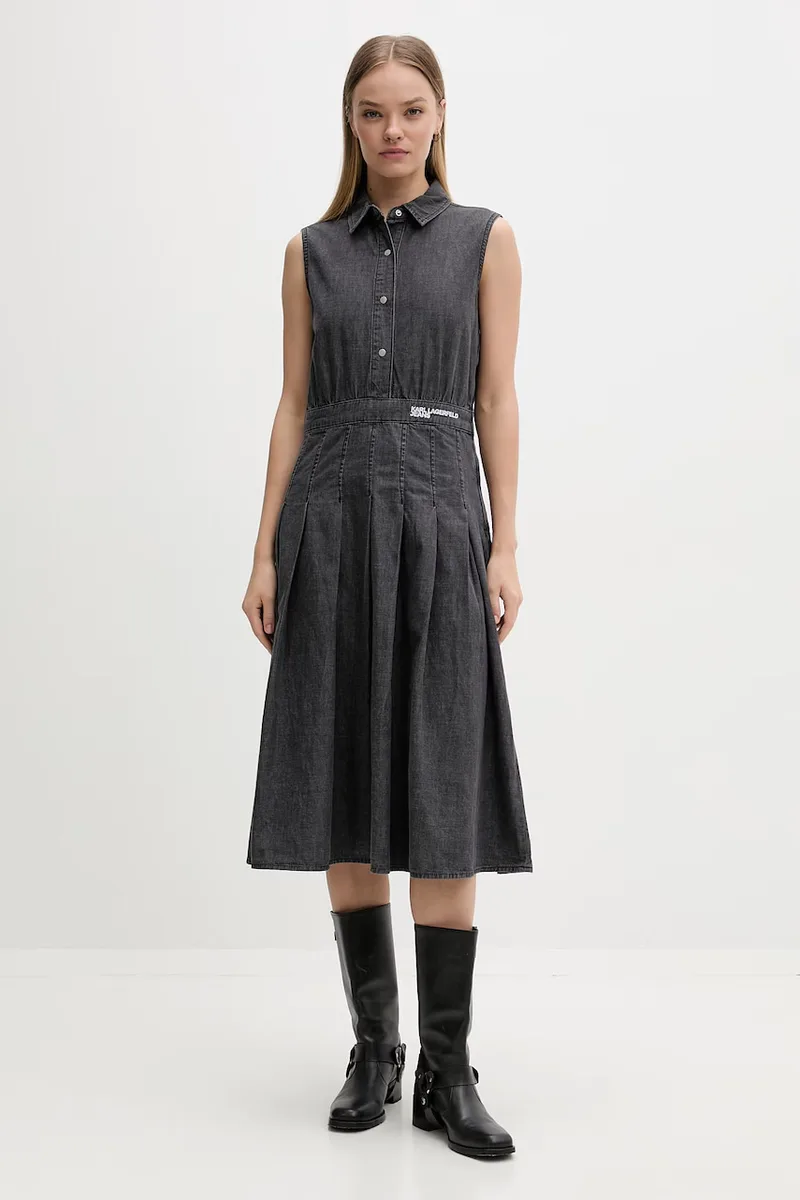 Karl Lagerfeld Jeans φόρεμα flared ντένιμ
