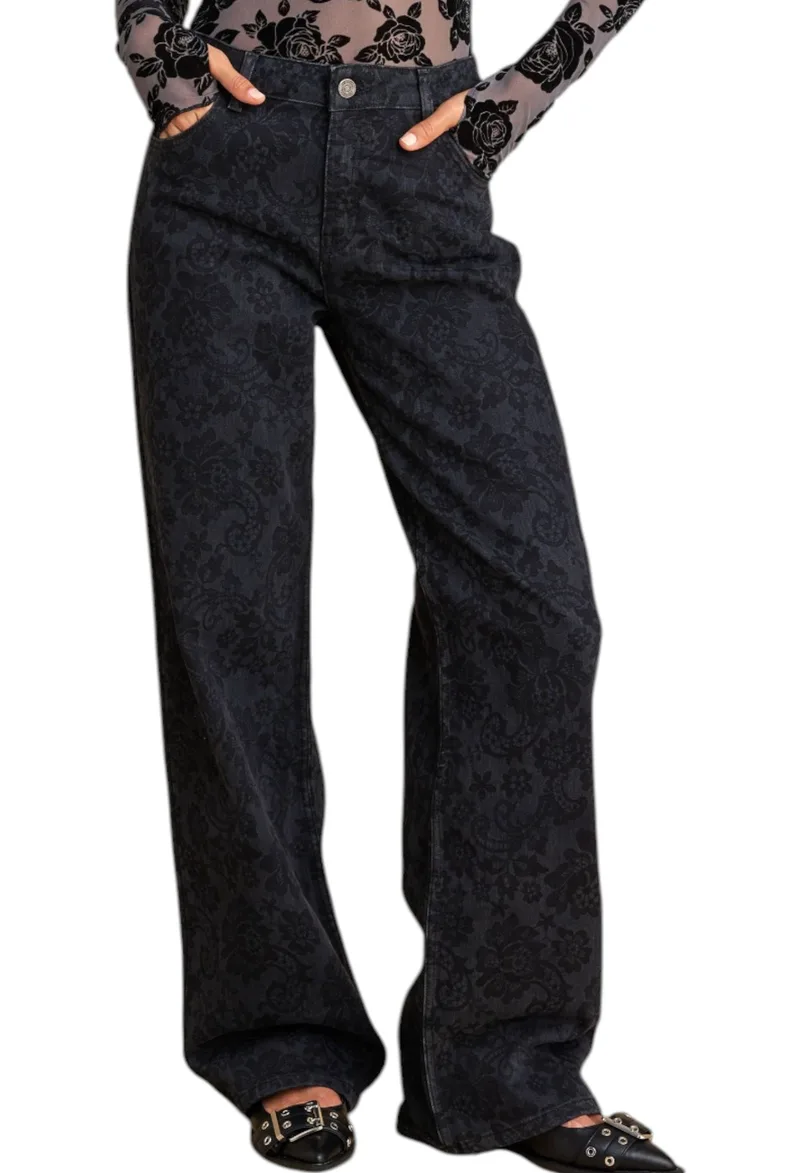 Παντελόνι Jean Attrattivo Με Ανάγλυφο Μοτίβο 9921679-BLACK Γυναικείο