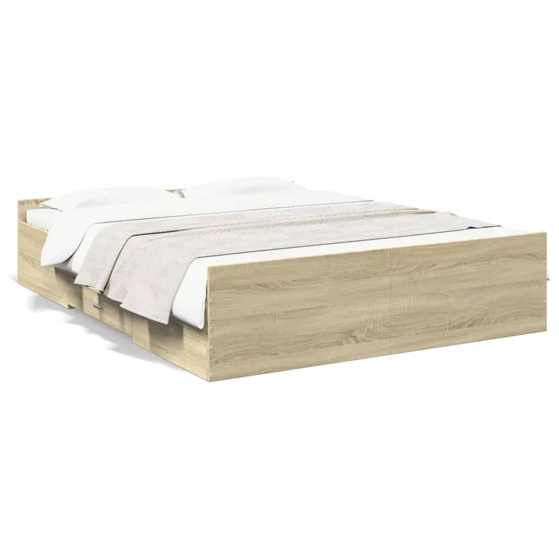 vidaXL Πλαίσιο Κρεβατιού με συρτάρια Sonoma Δρυς 140x200εκ. Επεξ. Ξύλο