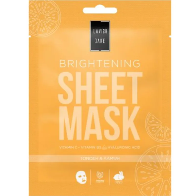 Lavish Care Brightening Glow Me Face Sheet Mask Μάσκα Λάμψης & Ενυδάτωσης Προσώπου με Βιταμίνη C 25g