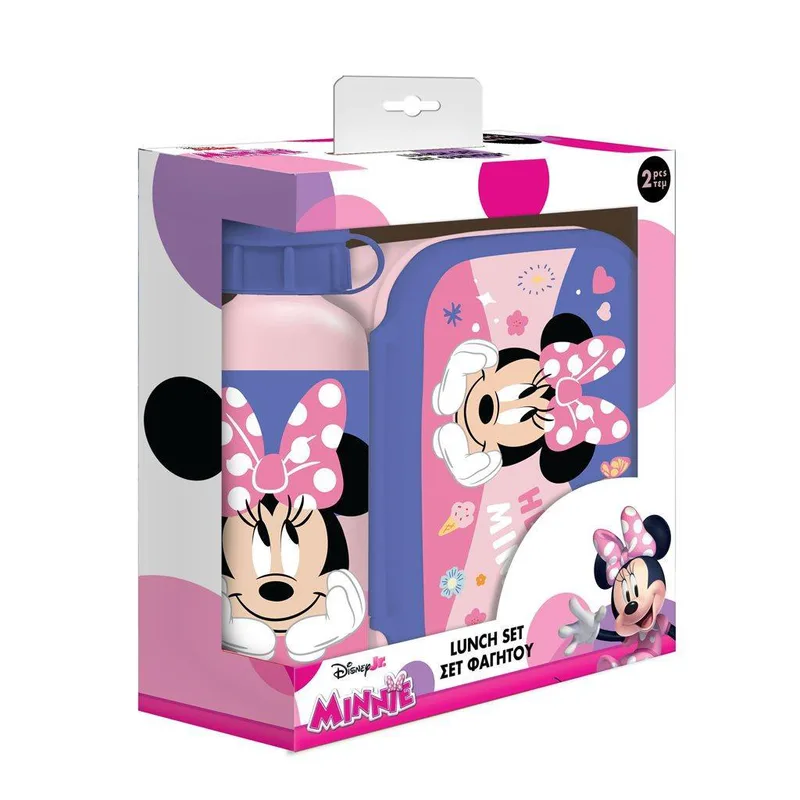 Σετ Φαγητού Disney Minnie Mouse Φαγητοδοχείο 800ml-Παγούρι Αλουμινίου 500ml