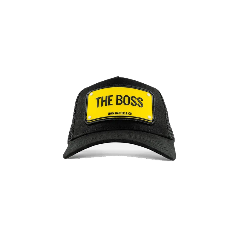 The Boss Μαύρο jockey καπέλο με rubber patch - John Hatter & Co