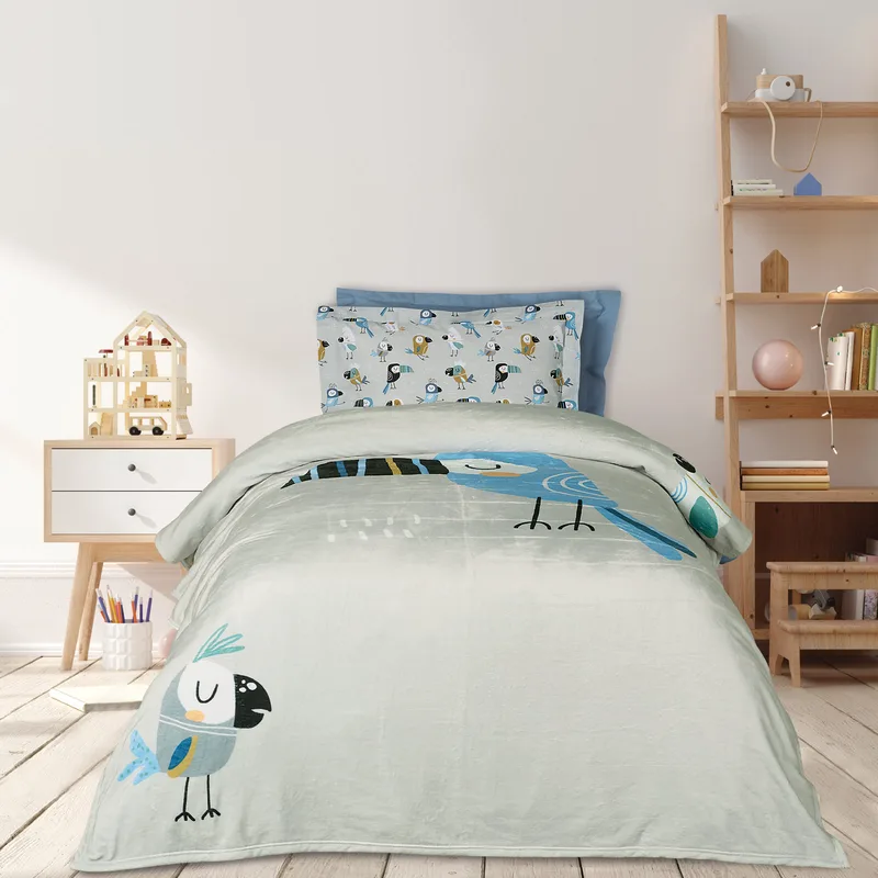 Κουβέρτα Fleece Μονή 160x220εκ. 4914 Μπλε-Γκρι-Μέντα Das Kids (Ύφασμα: Polyester, Χρώμα: Μπλε) - DAS KIDS - 420588104914
