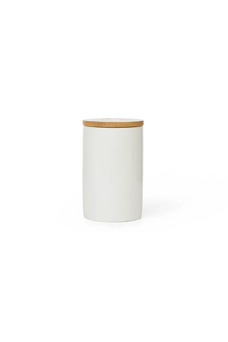 Coincasa πορσελάνινο βάζο με καπάκι bamboo - 006534770 Λευκό