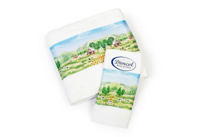Σετ Βρεφικές Πετσέτες 2 Τεμαχίων Dimcol Farm 340 30x50-70x140 White
