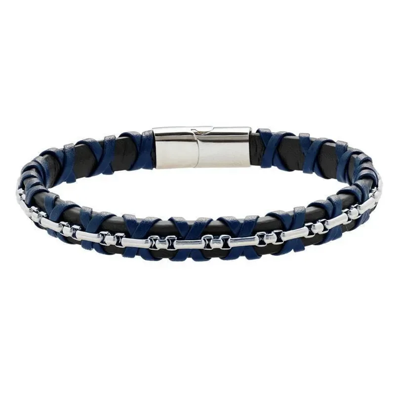 Ανδρικό βραχιόλι U.S POLO Stainless Steel με μπλε και μαύρο λουράκι JW9321BR JW9321BR Ατσάλι