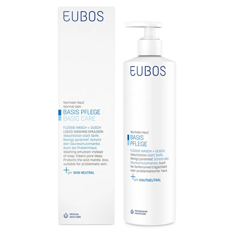 Eubos Basic Care Blue Liquid Washing Emulsion Υγρό Καθαρισμού για την Καθημερινή Περιποίηση Προσώπου & Σώματος - 400ml