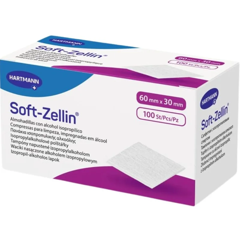 Hartmann Soft-Zellin 60x30mm Πανάκια Ισοπροπυλικής Αλκοόλης 70% για Τοπικό Καθαρισμό 100 Τεμάχια